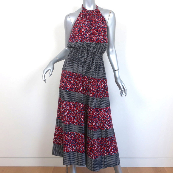 Robert Rodriguez Dresses & Skirts - ROBERT RODRIGUEZ $395 Sz 8 Red Navy HALTER MIDI DRESS Floral High End WOMENS 8